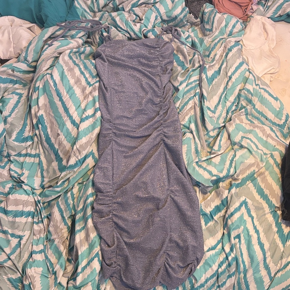 Shimmering Blue Ruched Dress